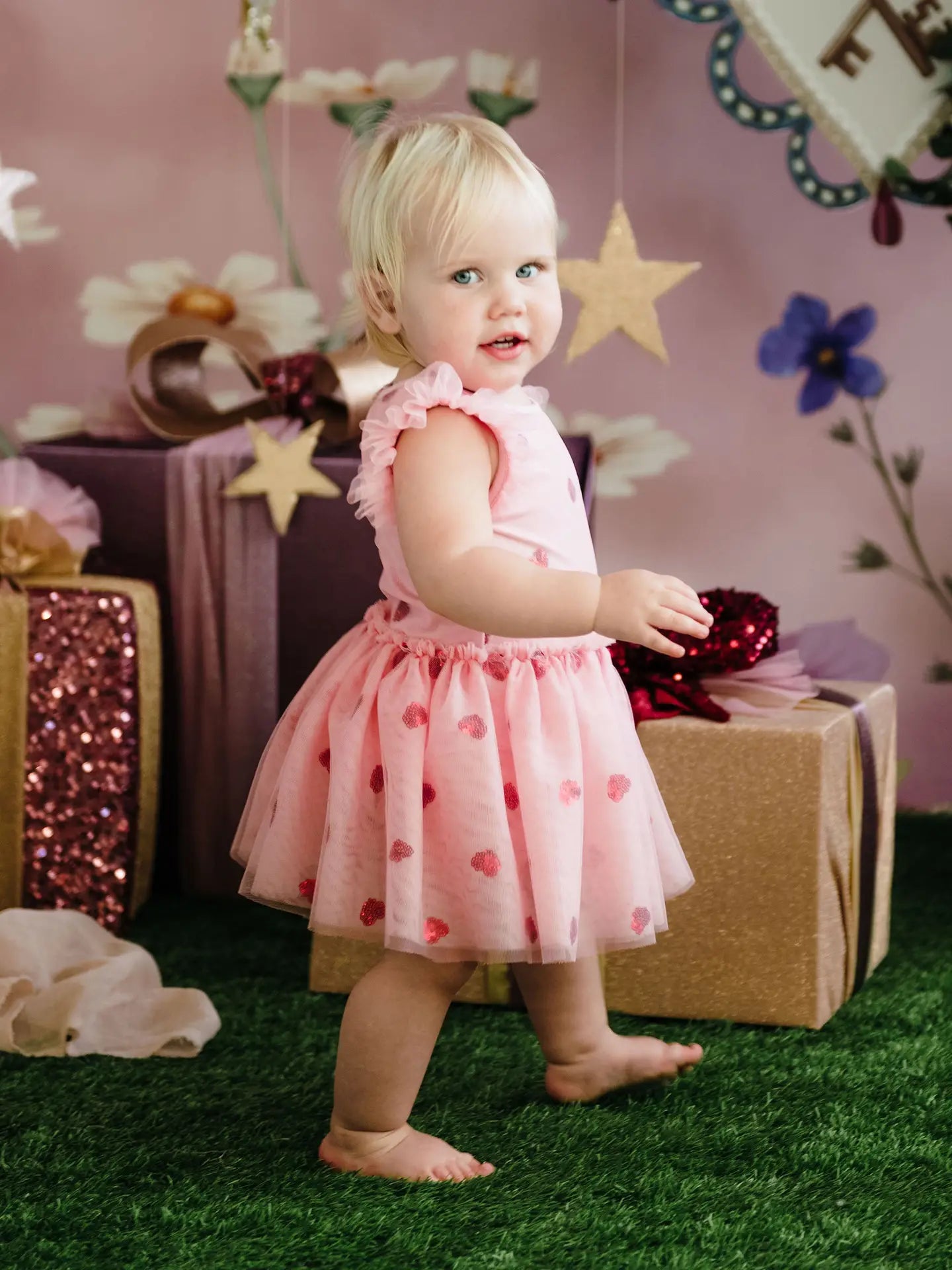 FLEUR HARRIS Hearts Tutu Bodysuit Dress