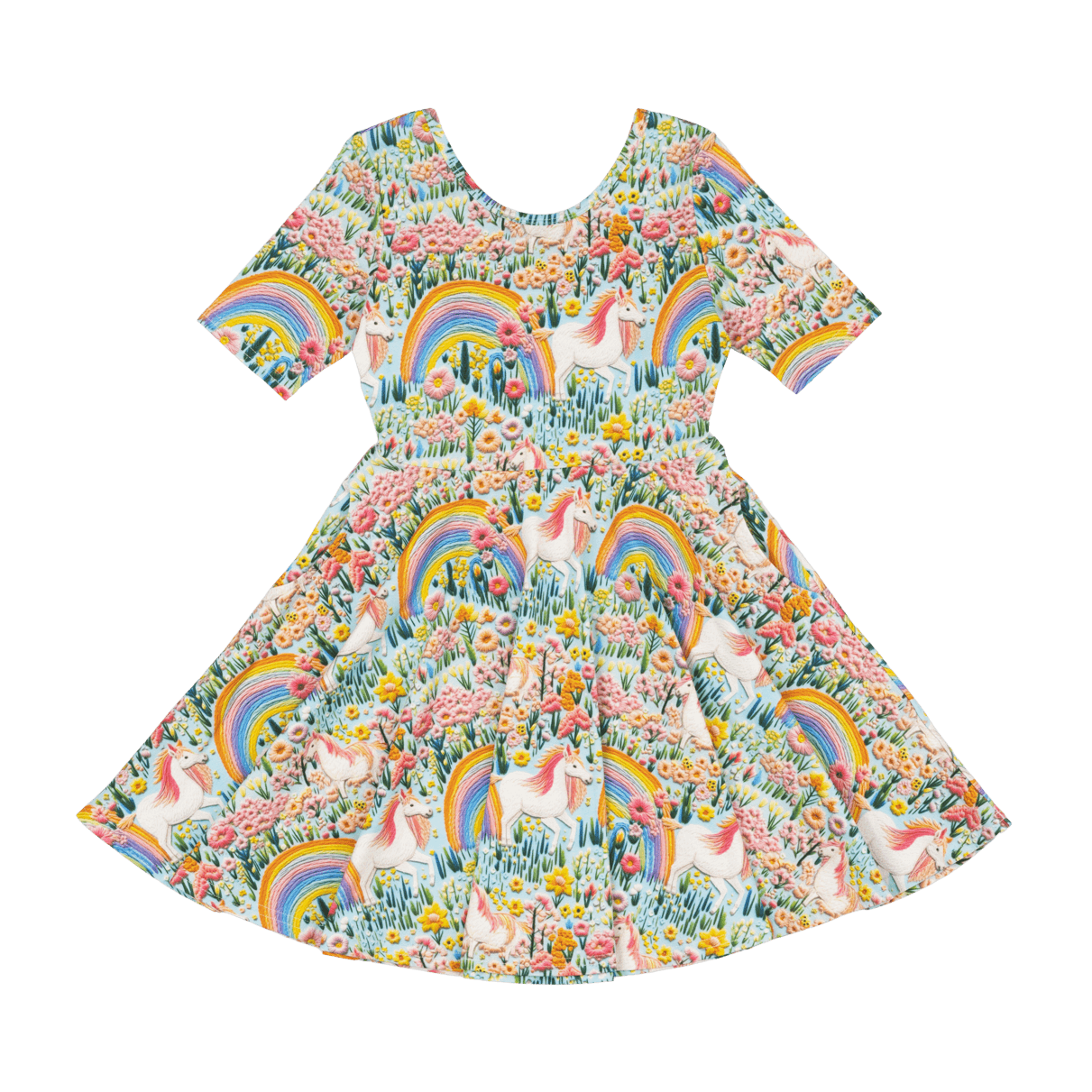 ROCK YOUR BABY Embroidered unicorns mabel waisted dress