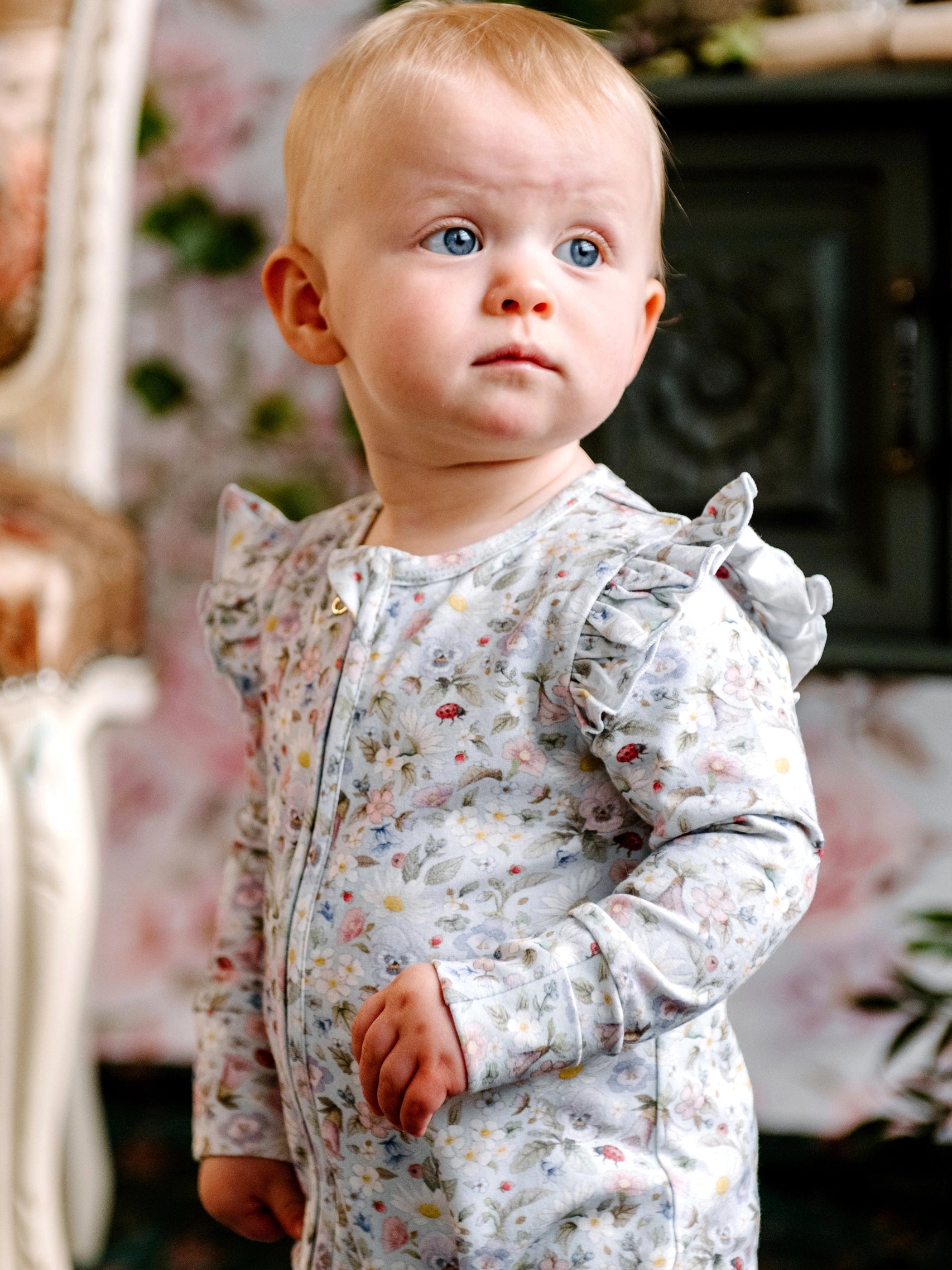 Fleur Harris Precious Frill Coverall Onesie - Sweet Garden