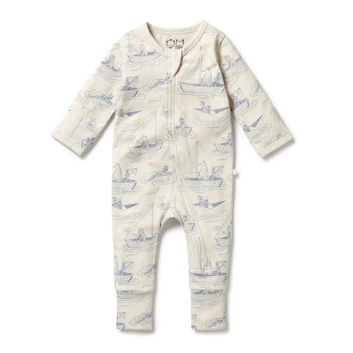 WILSON & FRENCHY Sail Away Organic Zipsuit with Feet