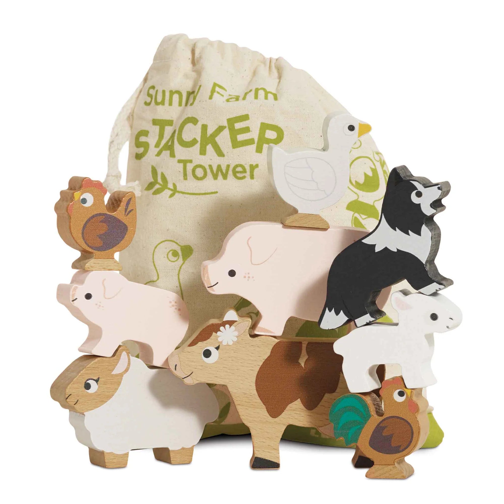PETILOU Farm Stacking Animals & Bag