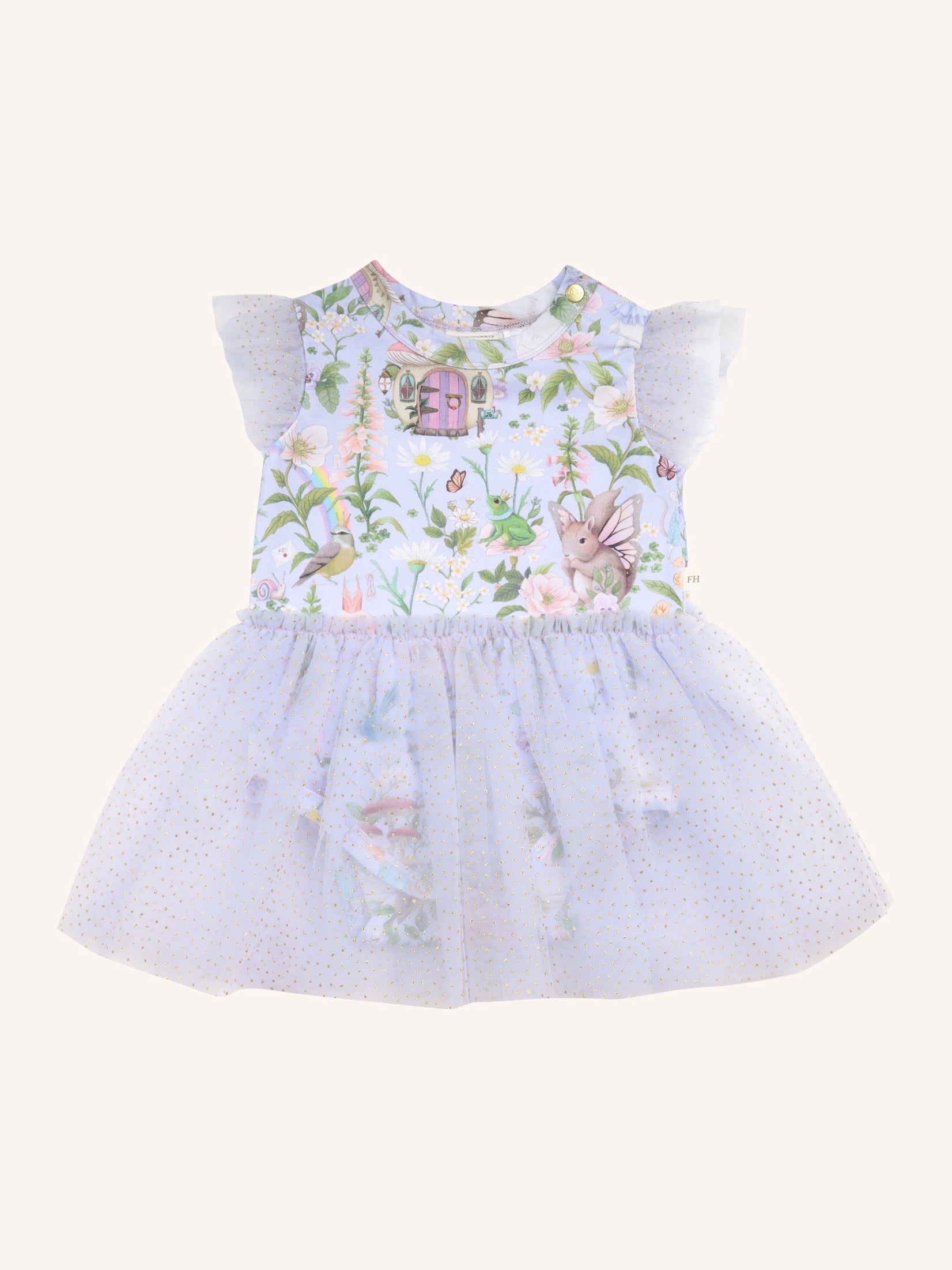 Fleur Harris Dreamy Tutu Bodysuit Dress Baby - Cornflower
