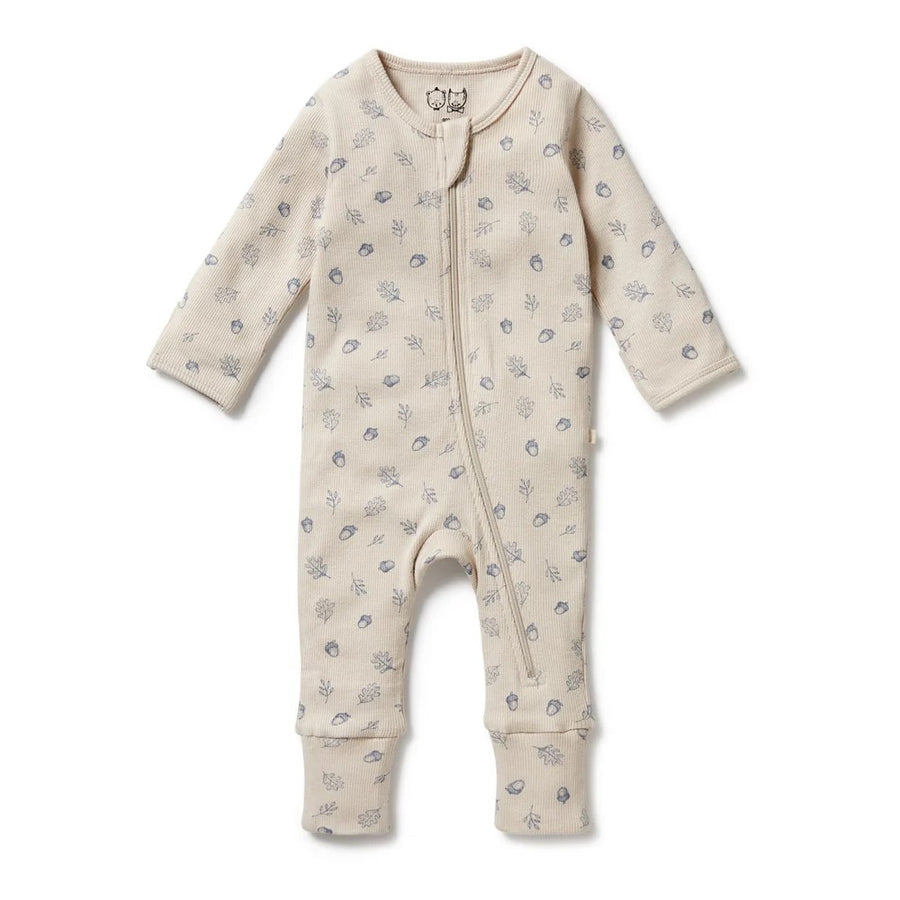 WILSON & FRENCHY Falling Oak Organic Zipsuit with Feet