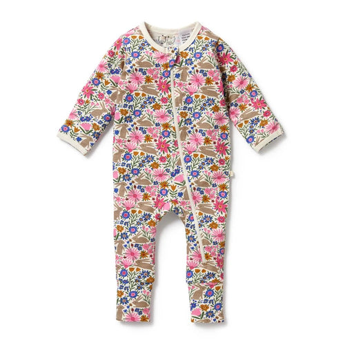 WILSON & FRENCHY Bunny Hop Organic Zipsuit with Feet
