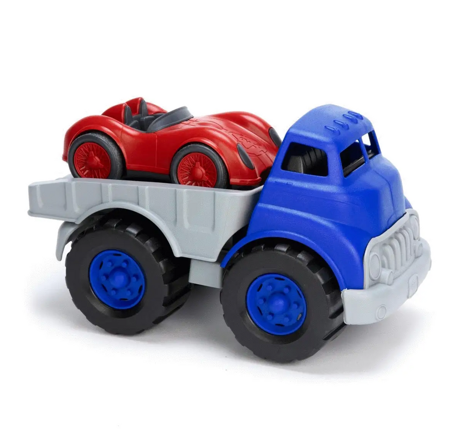 GREEN TOYS Flatbed Truck and Race Car
