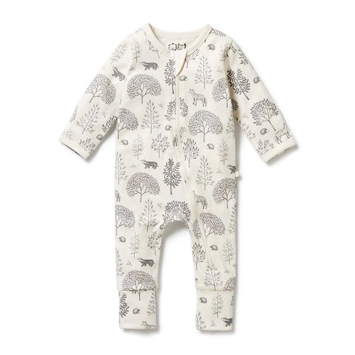 WILSON & FRENCHY Woodland Organic Zipsuit with Feet