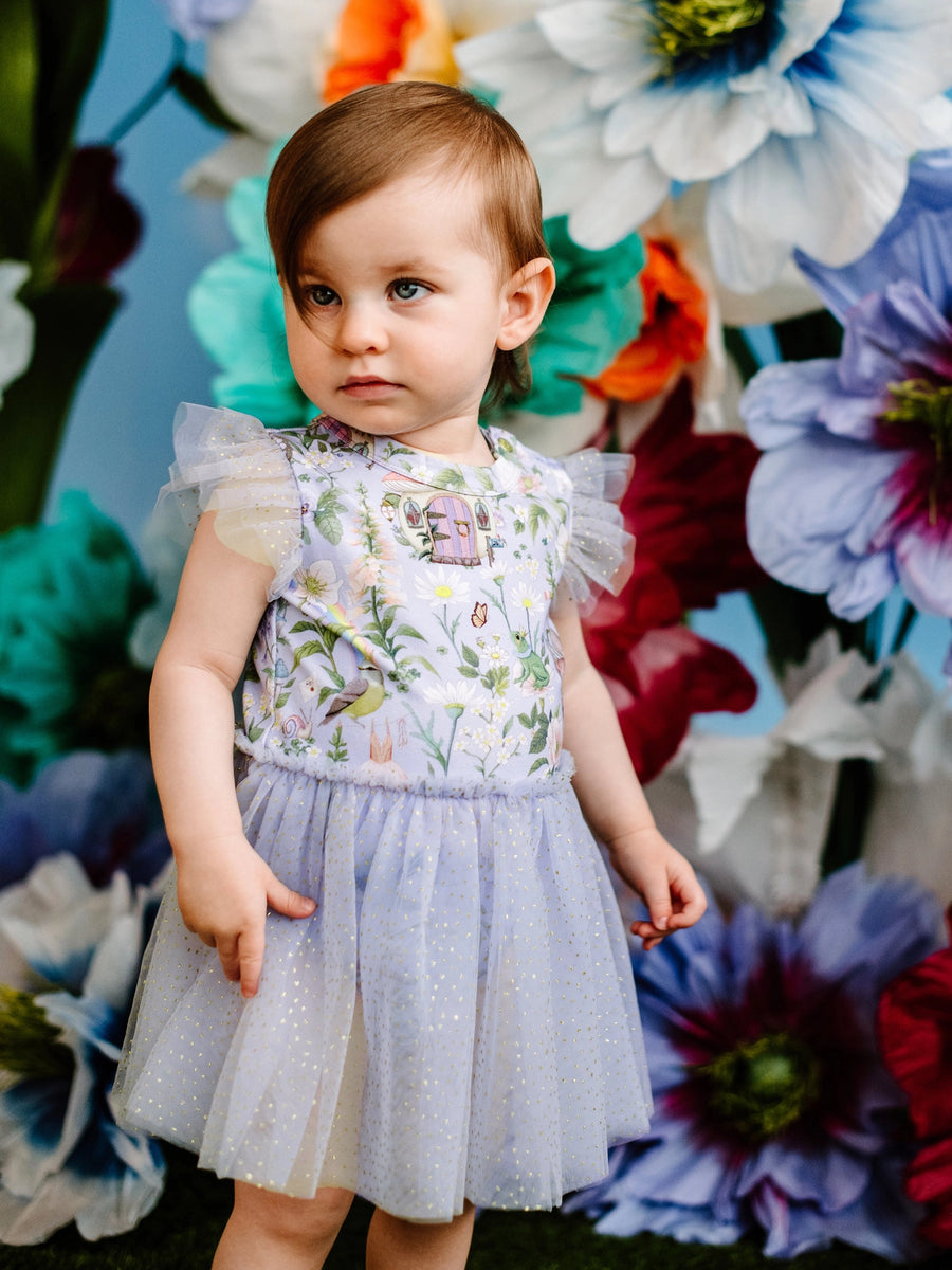 Fleur Harris Dreamy Tutu Bodysuit Dress Baby - Cornflower