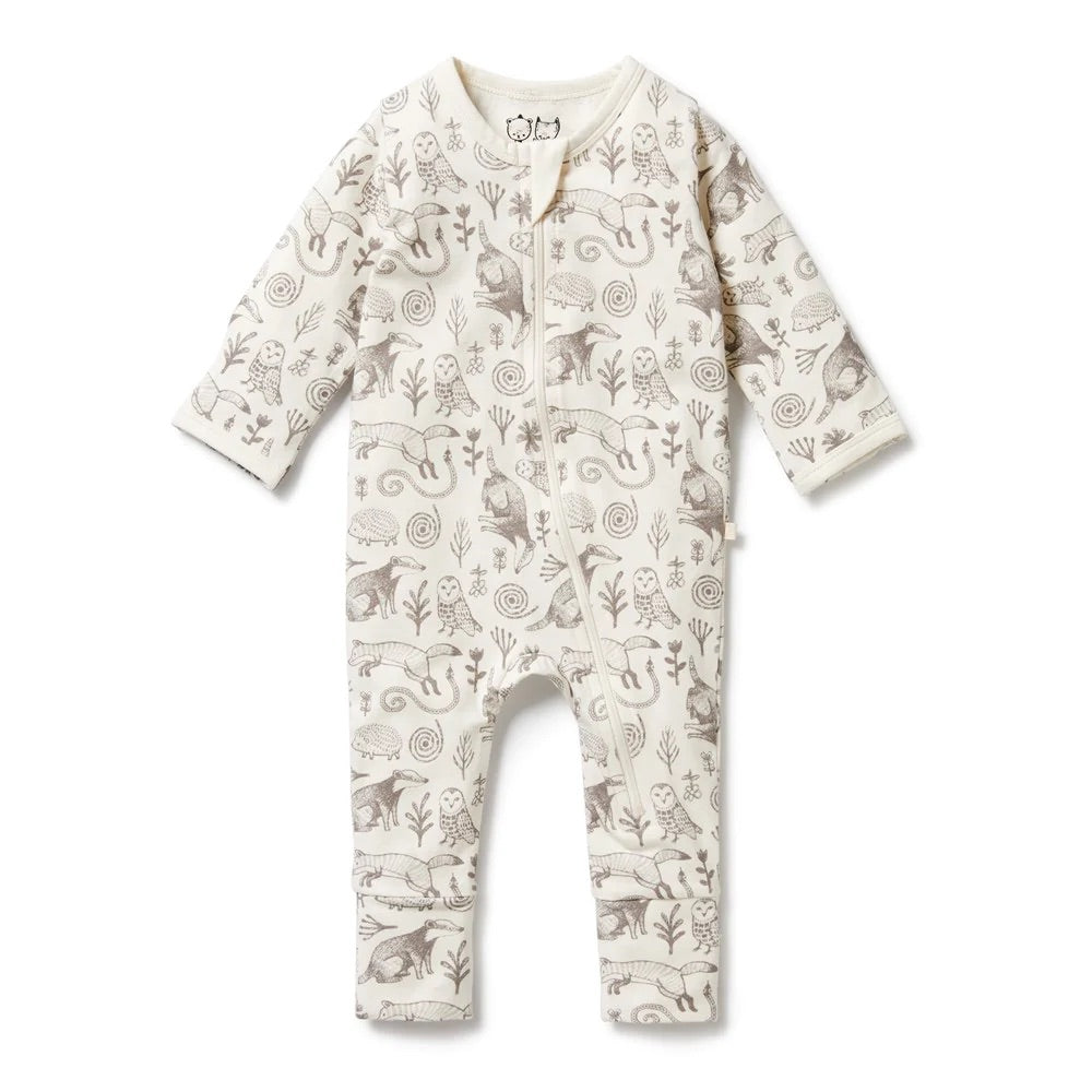 WILSON & FRENCHY Tribal Woods Organic Zipsuit with Feet