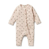 WILSON & FRENCHY Emily Floral Organic Waffle Ruffle Zipsuit