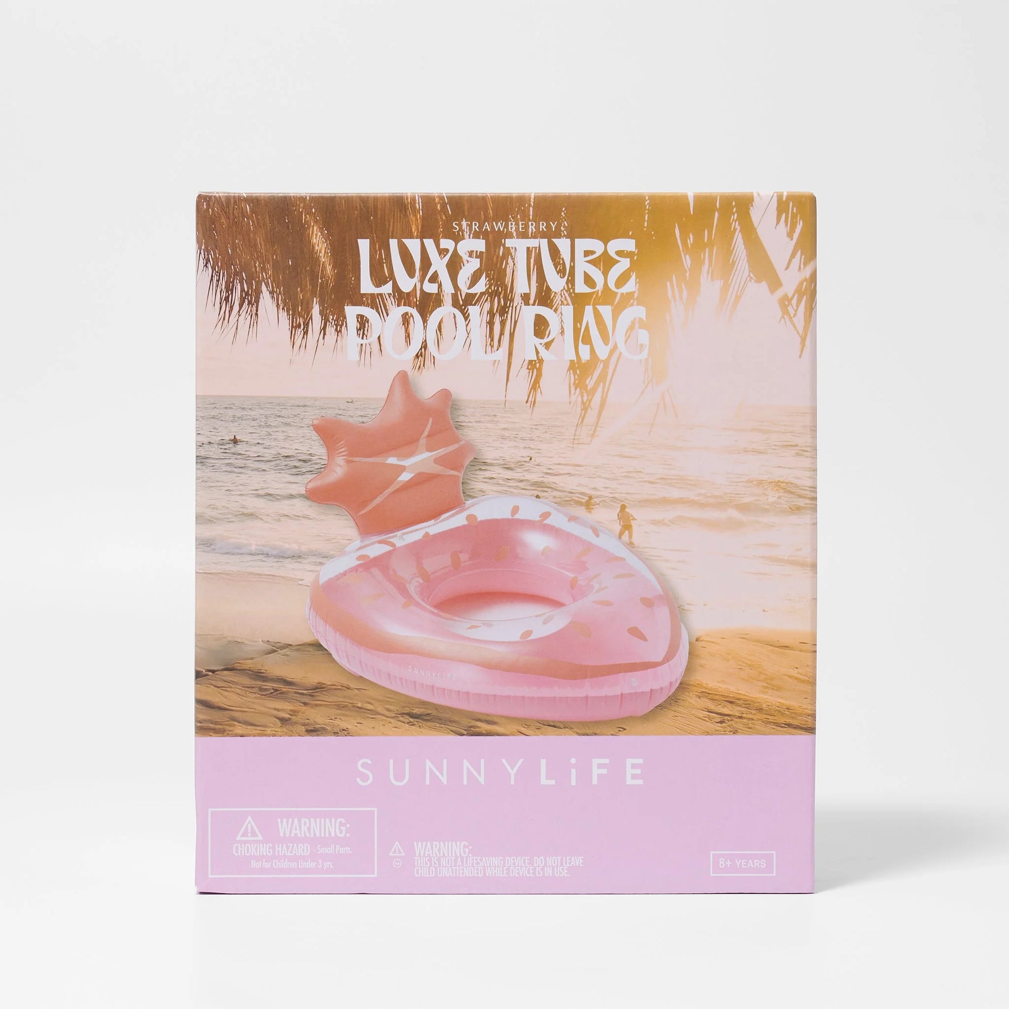SUNNYLIFE Luxe Tube Pool Ring - Strawberry