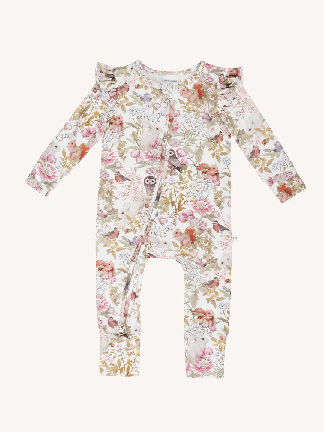 Fleur Harris Precious Frill Coverall Onesie - Woodlands Marshmallow
