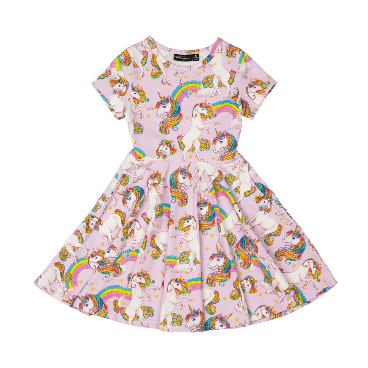 ROCK YOUR BABY Unicorn Rainbow Waisted Dress