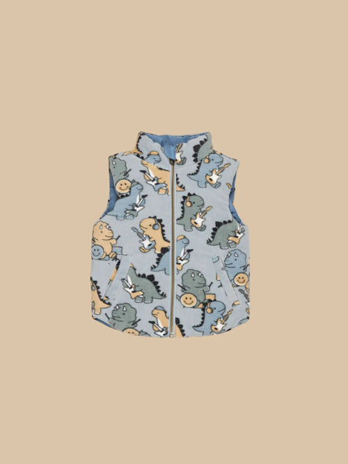 HUX Dino Band Reversible Fleece Vest in Night