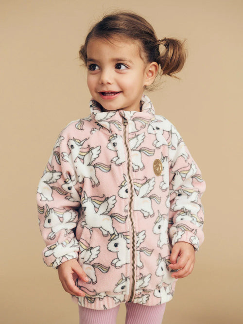 HUX Magical Unicorn Fleece Jacket in Rosebud