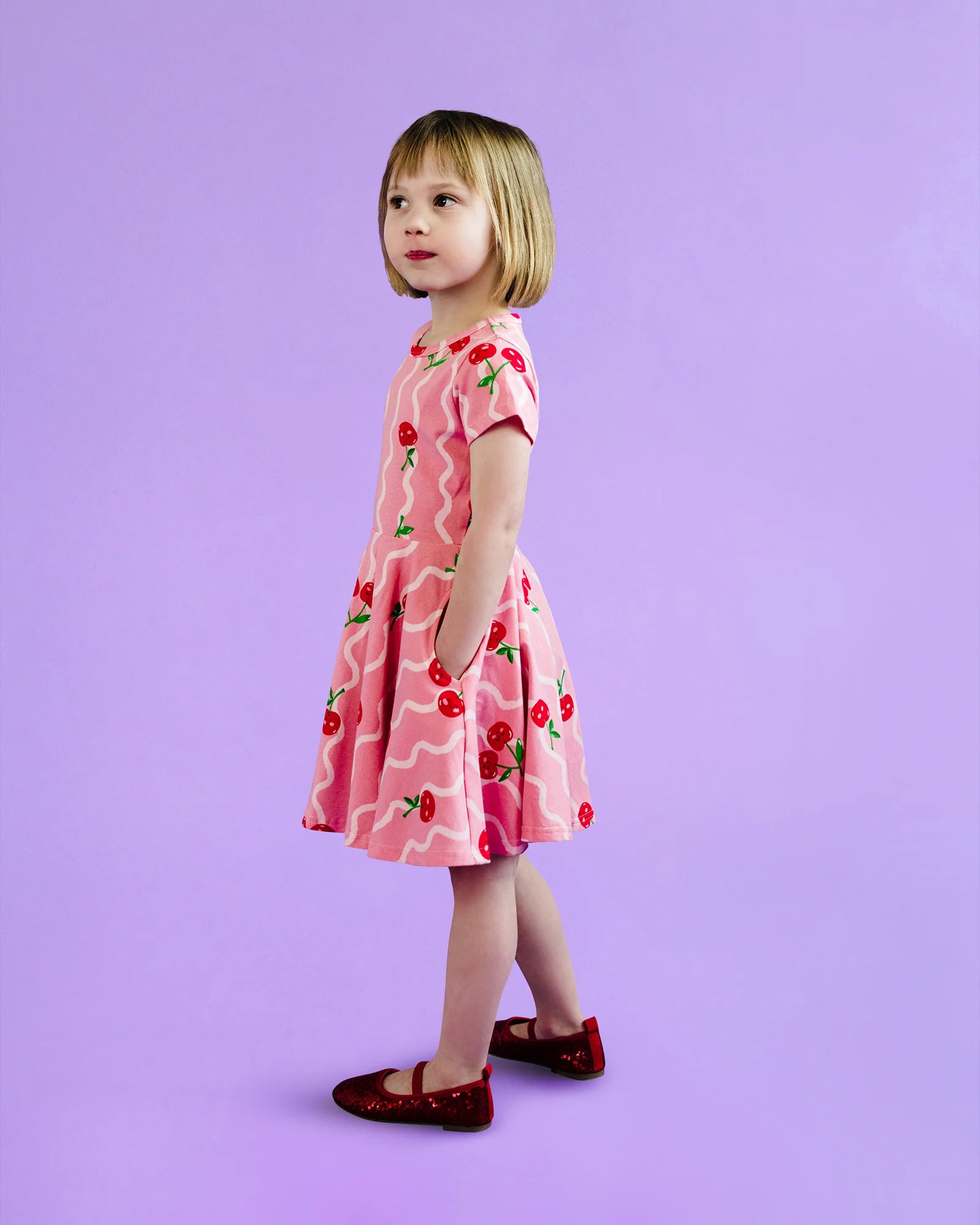 Cherry Squiggle Waisted Dress
