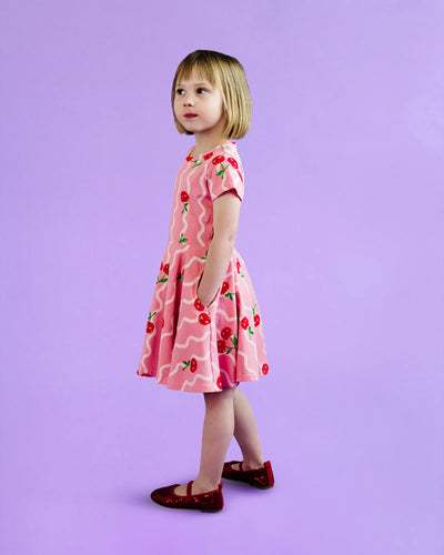 Cherry Squiggle Waisted Dress