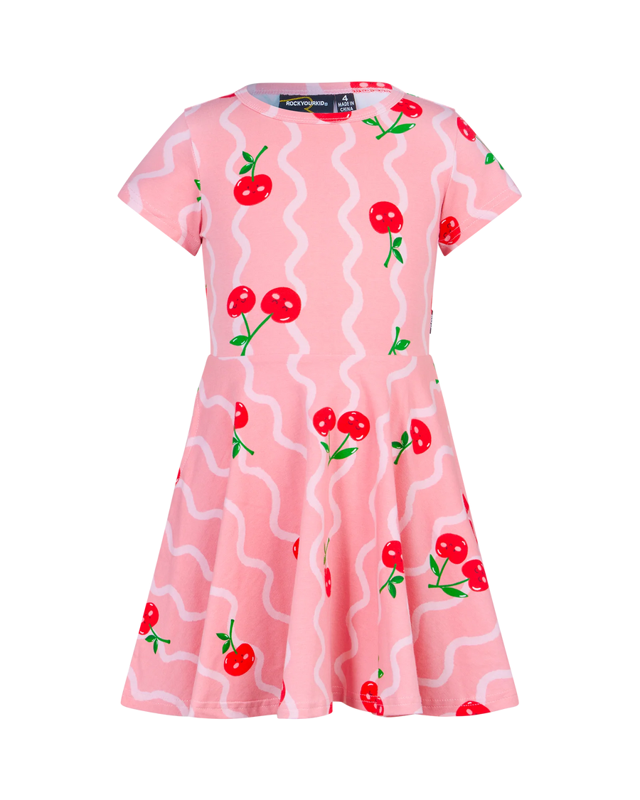 Cherry Squiggle Waisted Dress