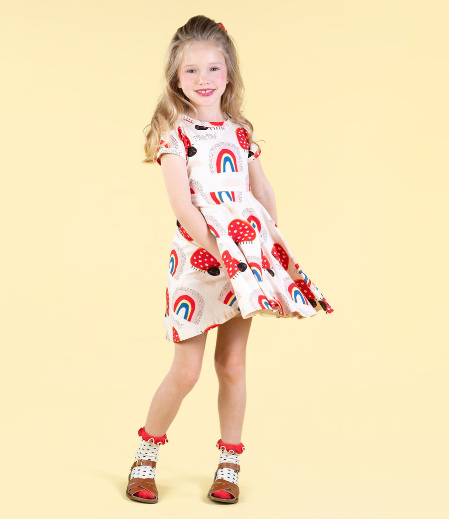 ROCK YOUR BABY Love bug rainbow waisted dress