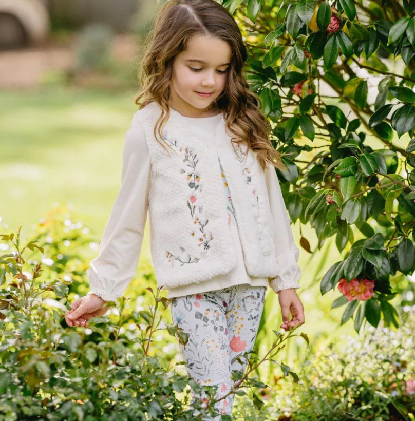 Fox and Finch Botanica Embroidered Faux Fur Vest