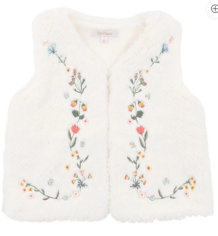 Fox and Finch Botanica Embroidered Faux Fur Vest