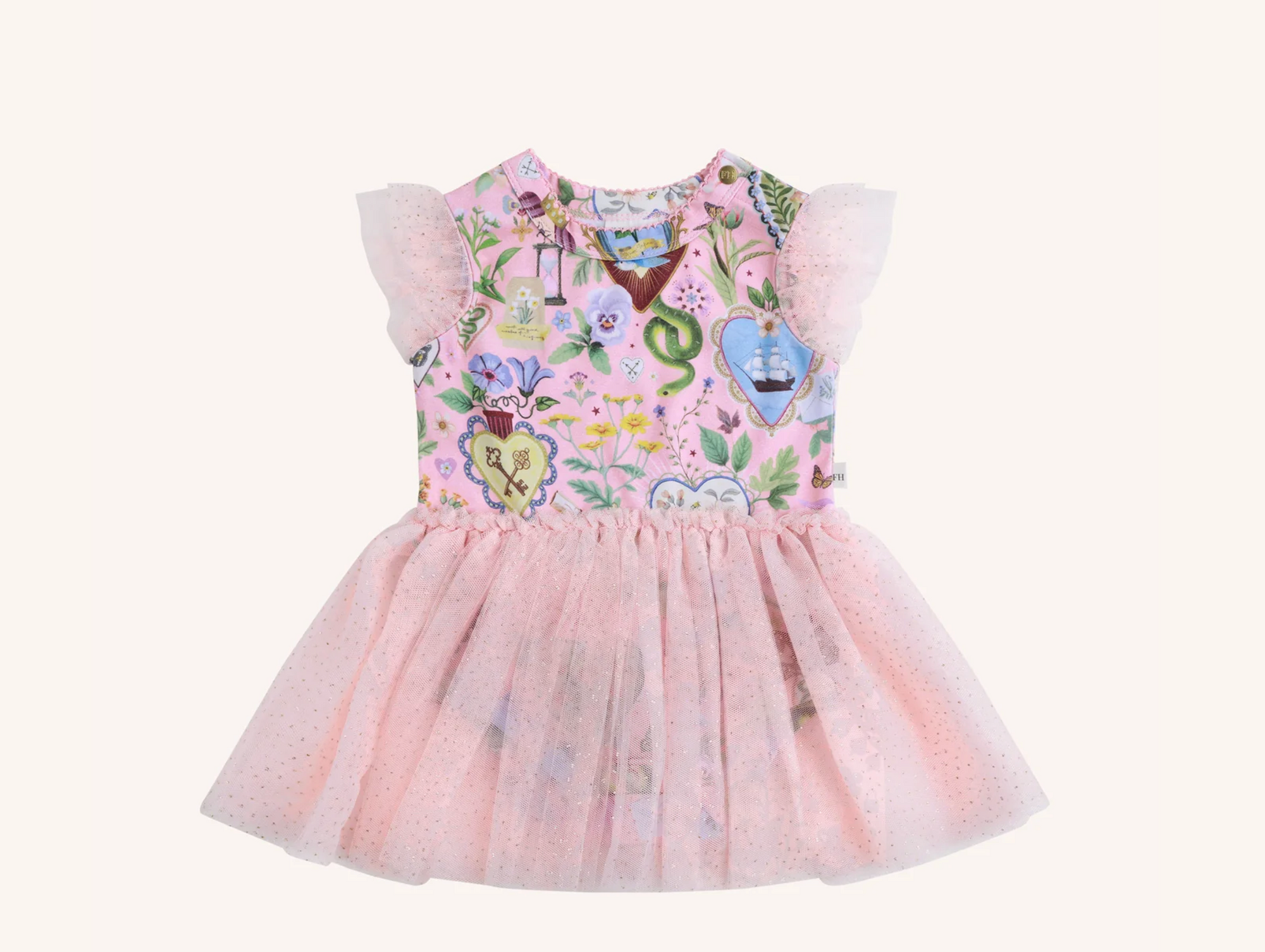 FLEUR HARRIS 'All My Hearts' Dreamy Tutu Bodysuit Dress - Parfait Pink