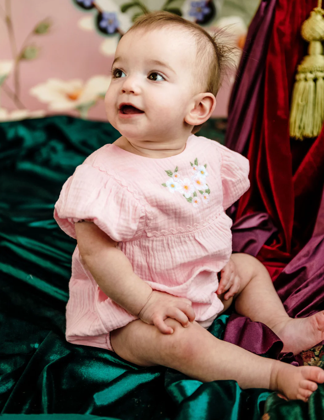 FLEUR HARRIS 'All My Hearts' Miette Romper - Strawberry Cream