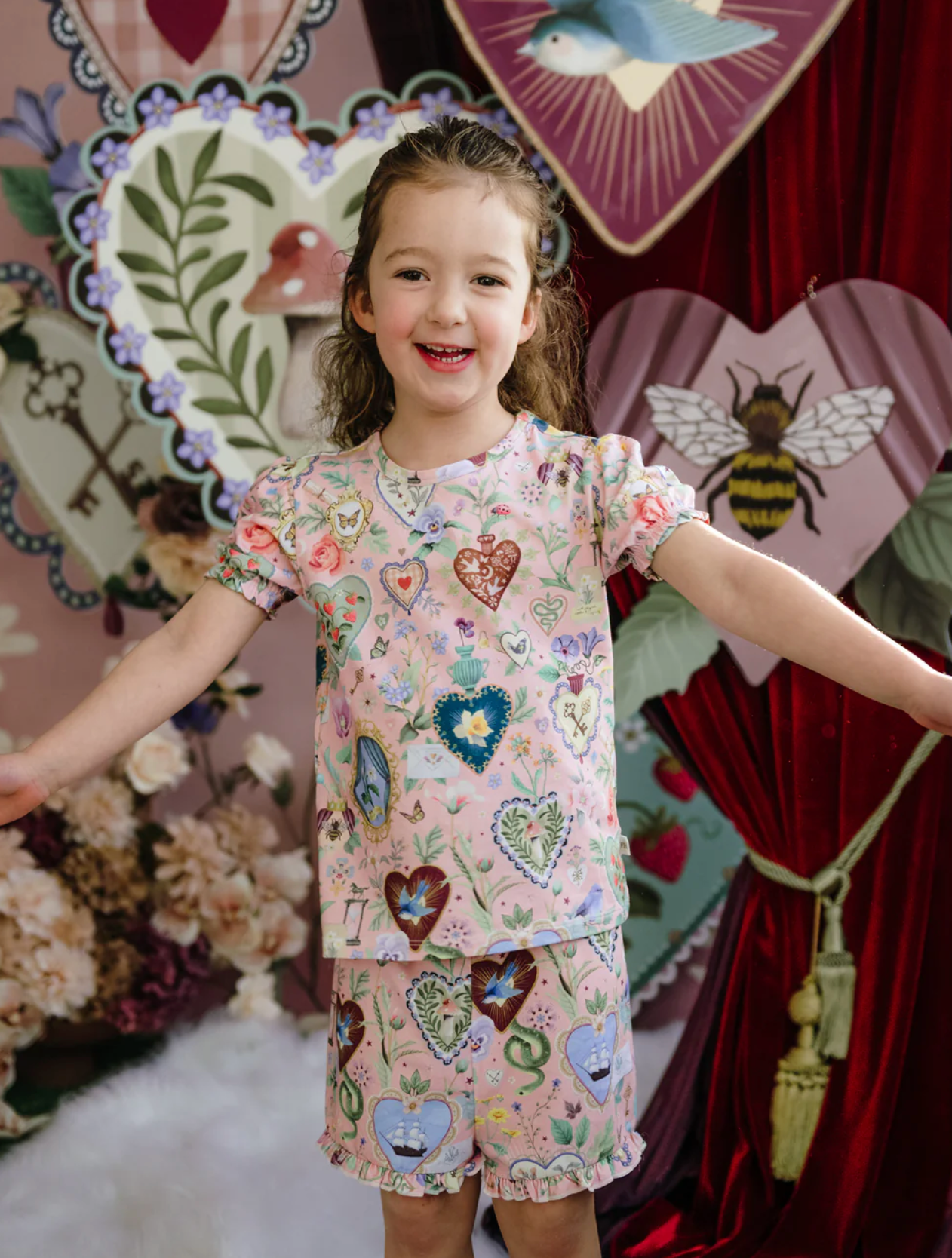 FLEUR HARRIS 'All My Hearts' Plume Sleep Set - Parfait Pink