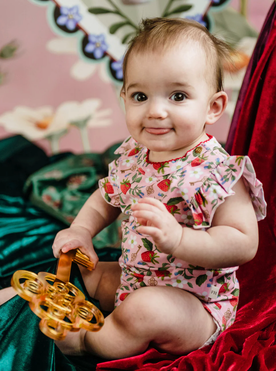 FLEUR HARRIS 'Hearts Floral' Bjiou Bodysuit - Pink Parfait