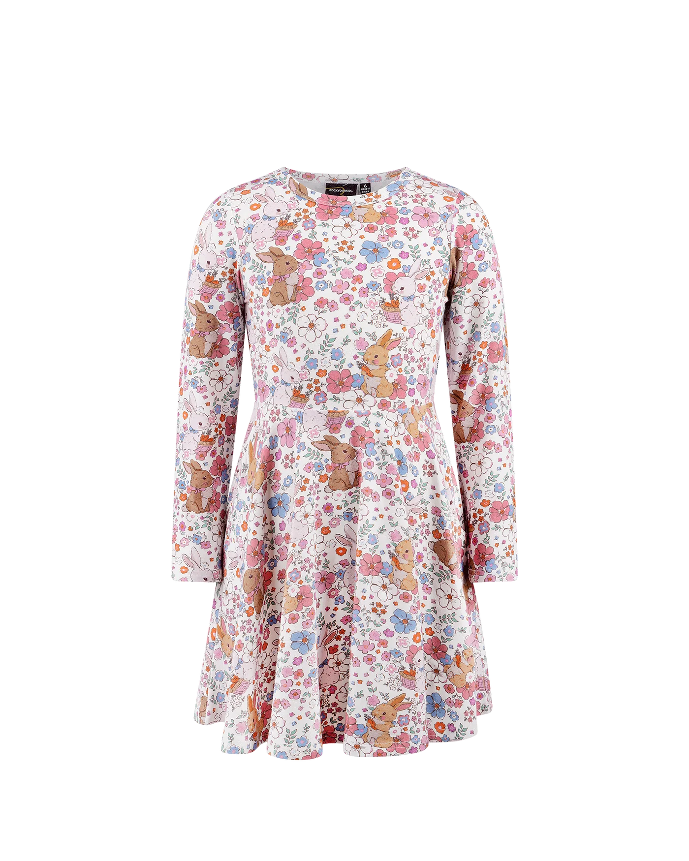 Ditsy Bunny Long Sleeve Dress