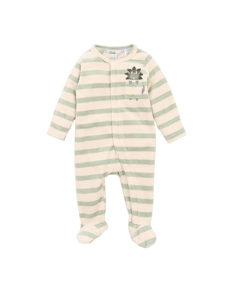 Bebe Isaac Velour Stripe Onesie