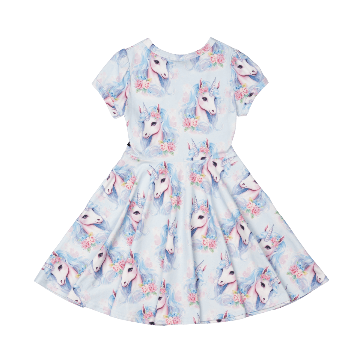 ROCK YOUR BABY Blue unicorn waisted dress