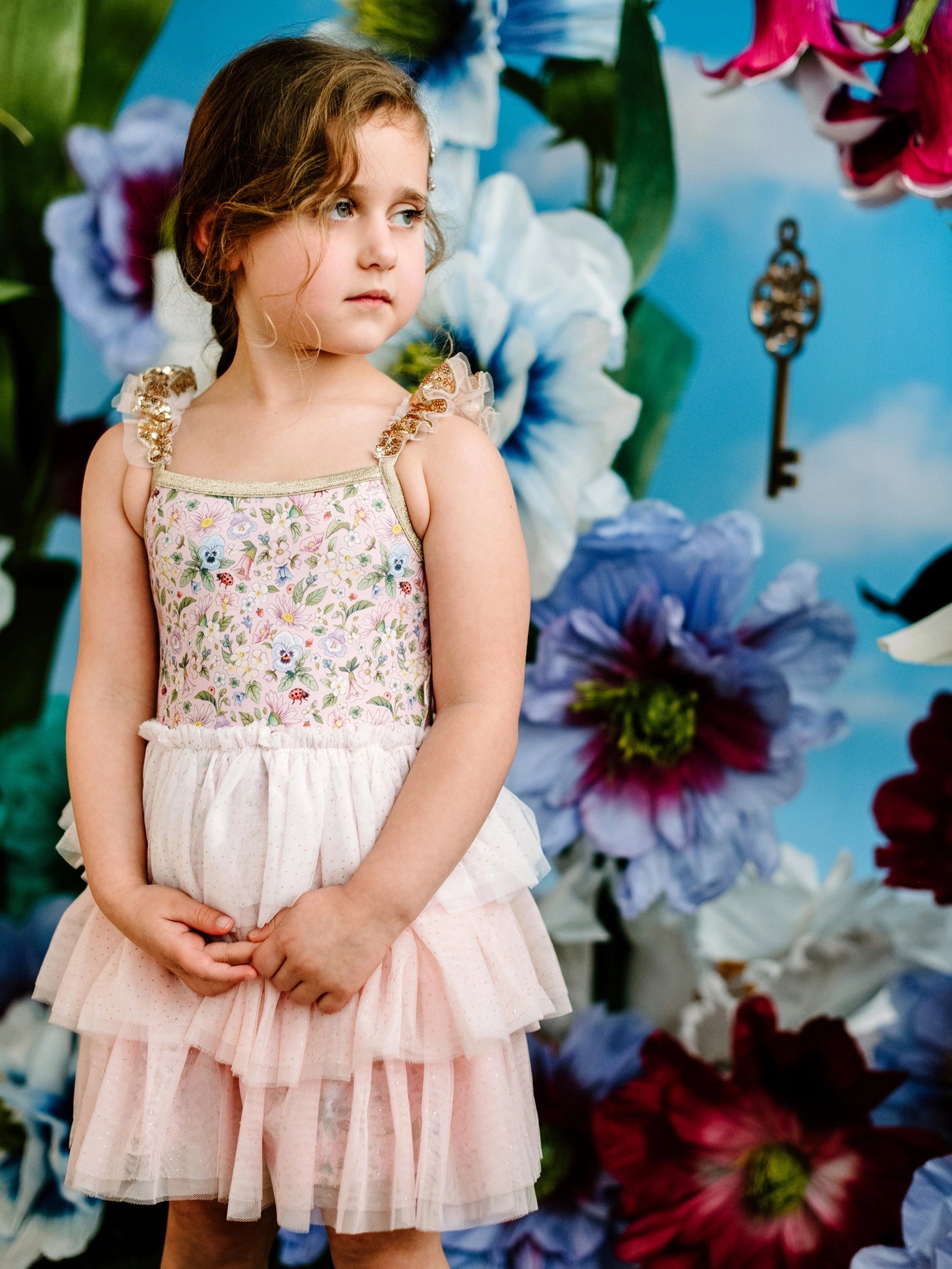 Fleur Harris Strappy Tutu Dress - Strawberry Cream