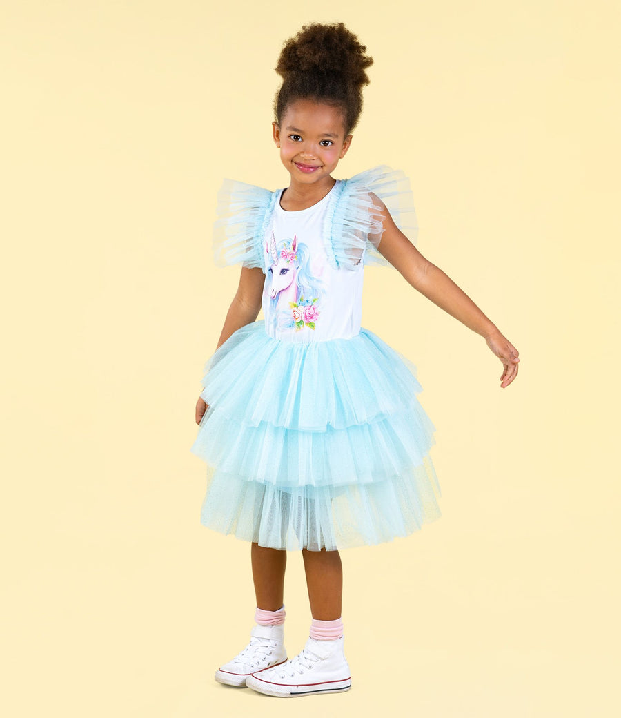 ROCK YOUR BABY Blue Unicorn Party Dress