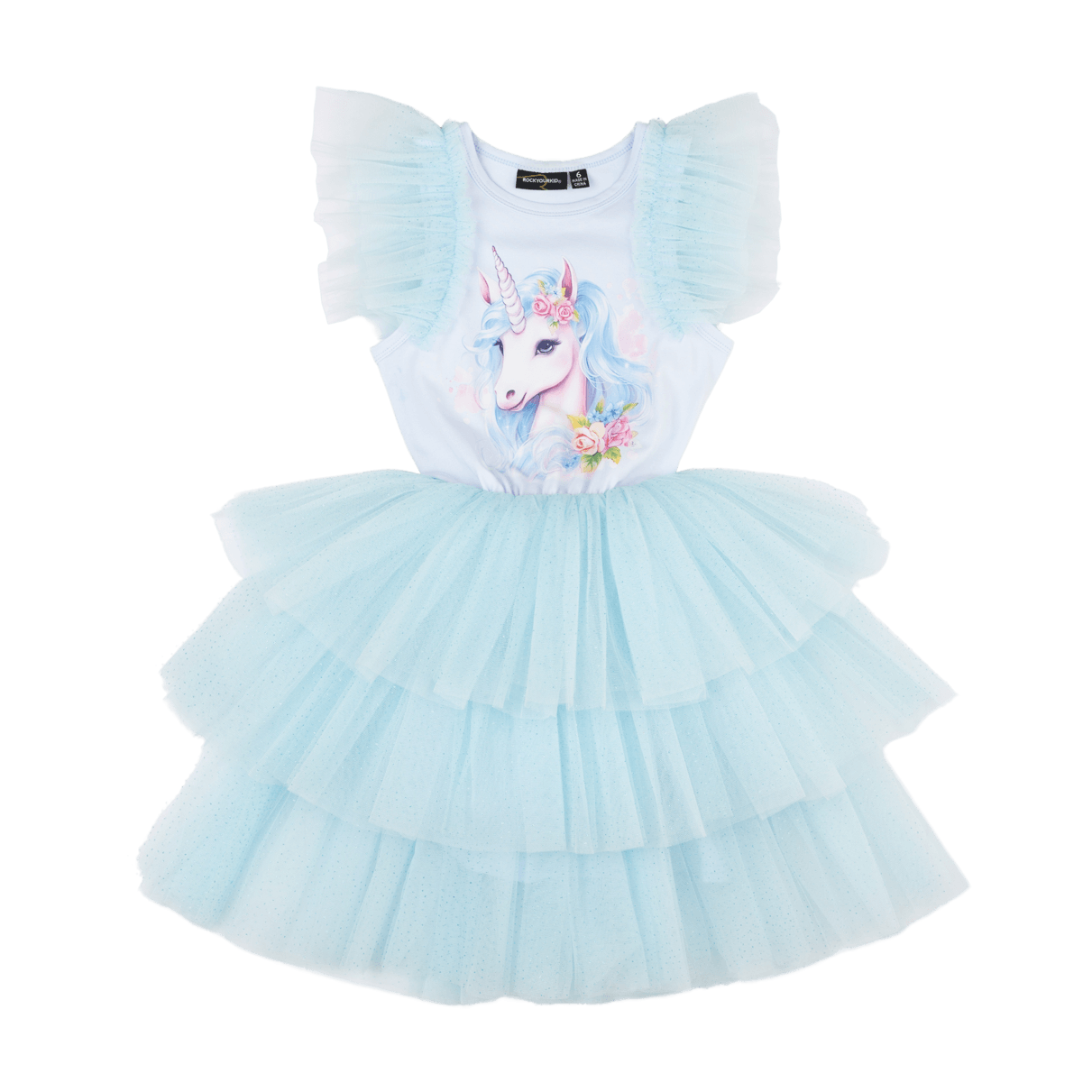 ROCK YOUR BABY Blue Unicorn Party Dress